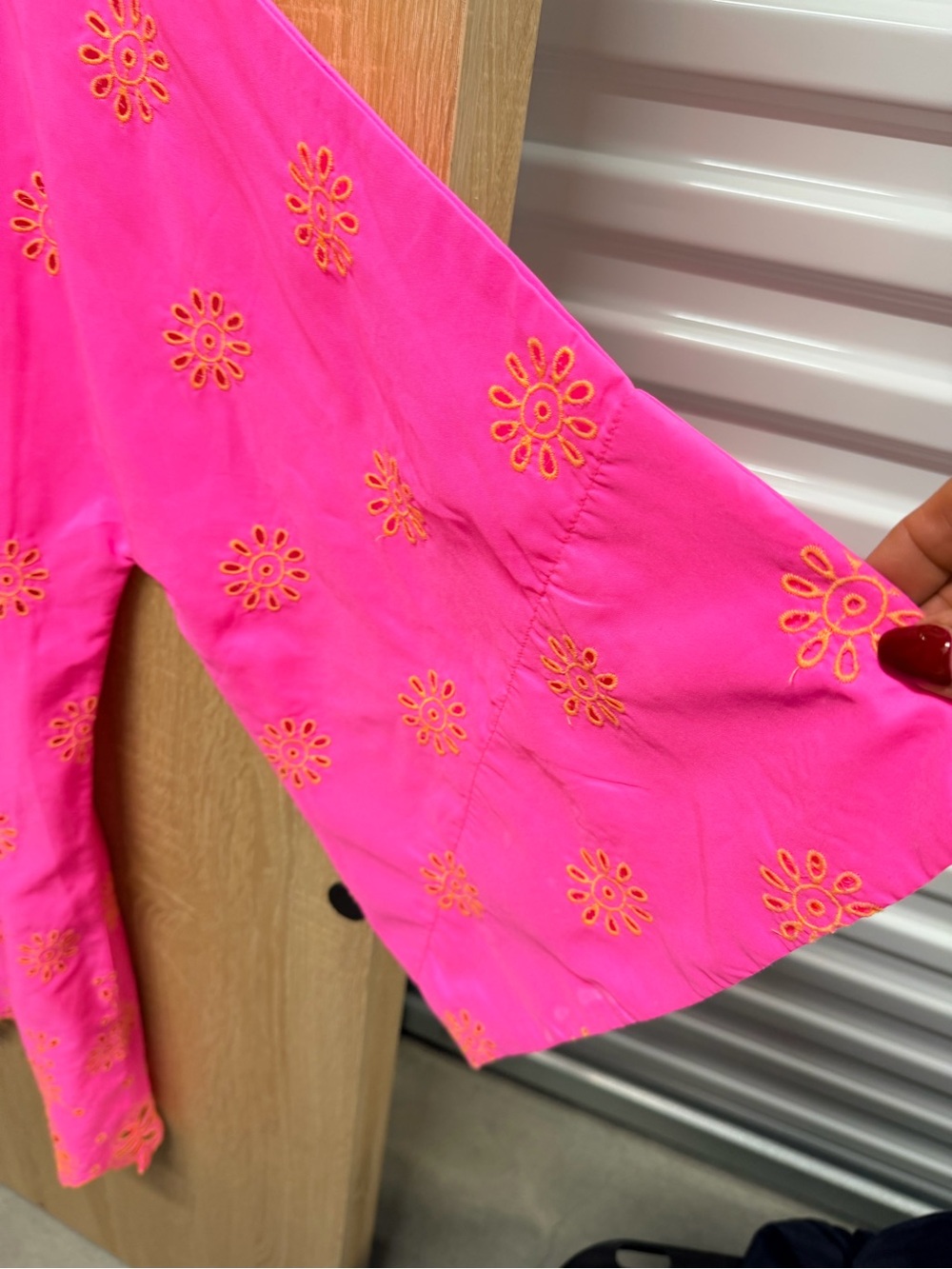 La Vie Bright Pink Eyelet dress - Picture 3 of 5